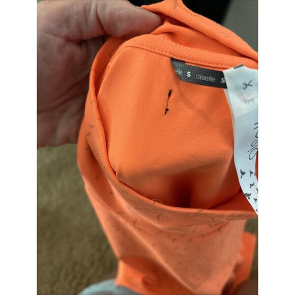 Oiselle Womens Small Long Sleeve Orange Reflective Firecracker Running Crop Top - Picture 8 of 11